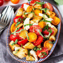 Panzanella Caprese with Garlicky Croutons