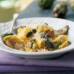Pappardelle with Lemon, Baby Artichokes, and Asparagus