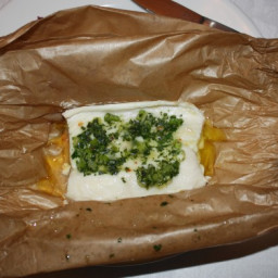 Parchment Baked Halibut with Cilantro and Ginger