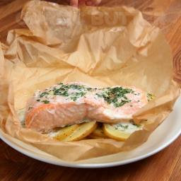 Parchment Garlic Butter Salmon Recipe by Tasty