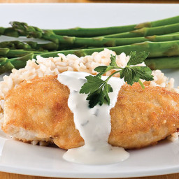 Parmesan-Crusted Chicken in Cream Sauce