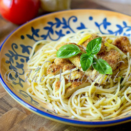 Parmesan Crusted Chicken with Lemon Basil Pasta