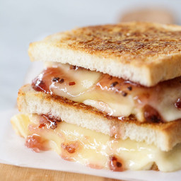 Parmesan Crusted Fondue Grilled Cheese with Pepper Jelly