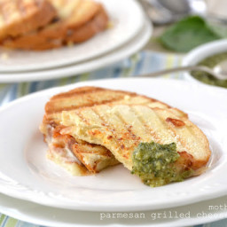 Parmesan Crusted Grilled Cheese with Basil Pesto