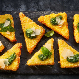 Parmesan Grits Triangles with Pesto