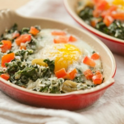 Parmigiano Reggiano Baked Eggs with Swiss Chard