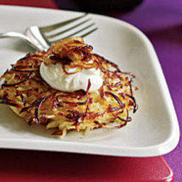 Parsnip Pancakes with Caramelized Onions and Sour Cream