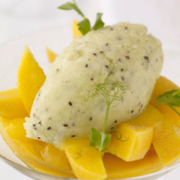 Passionfruit and Mango Salad with Kiwi Sorbet