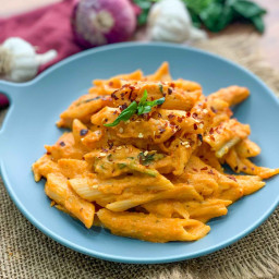 Pasta in Roasted Carrot & Red Pepper Sauce