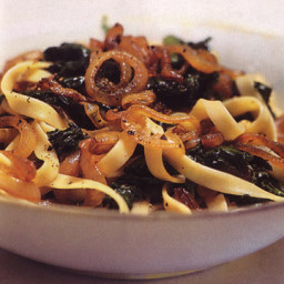 Pasta with Caramelized Onions and Bitter Greens