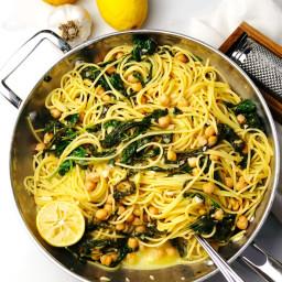 Pasta with Chickpeas Spinach and Lemon