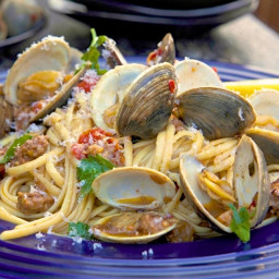 Pasta with Clams, White Wine and Spicy Italian Sausage