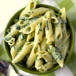 Pasta with Creamy Spinach Sauce.