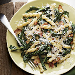 Pasta with Dandelion Greens, Garlic, and Pine Nuts