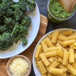 pasta with pesto and broccolini