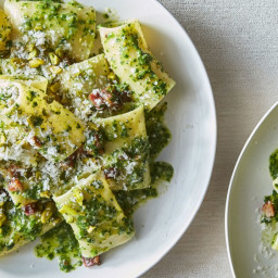 Pasta with Ramp Pesto and Guanciale