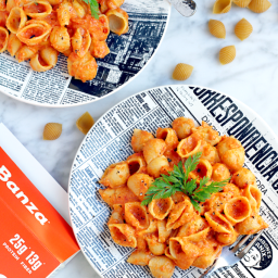 Pasta with Roasted Bell Pepper and Carrot Sauce