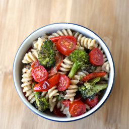 Pasta with Roasted Vegetables & Creamy Hummus Sauce