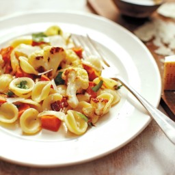Pasta with Roasted Vegetables and Bacon