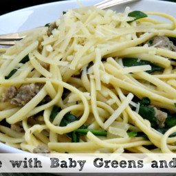 Pasta with Sausage and Baby Greens