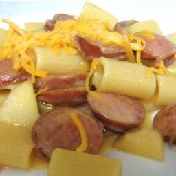 Pasta with Sausage, Apples and Creamy Cheddar Sauce
