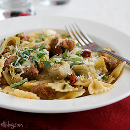 Pasta with Sausage, Artichokes and Sun-Dried Tomatoes