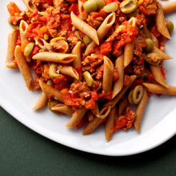 Pasta With Spicy Sausages, Tomatoes, Rosemary and Olives