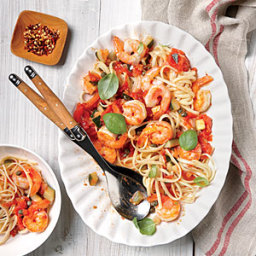 Pasta with Shrimp and Tomato-Caper Sauce