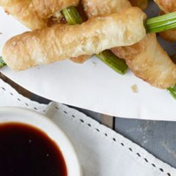 Pastry-Wrapped Asparagus with Balsamic Dipping Sauce