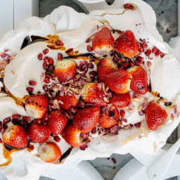 Pavlova with brown-sugar labneh and strawberries