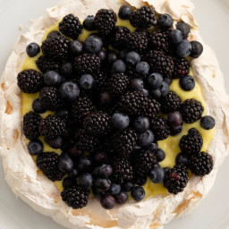 Pavlova with Lemon Curd and Berries