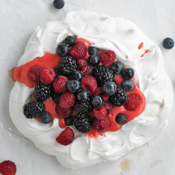 Pavlova with Raspberry Curd and Berries