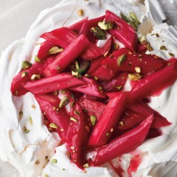 Pavlova with Rhubarb and Pistachios