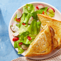Peach & Fontina Grilled Cheese with Butter Lettuce & Radish Salad