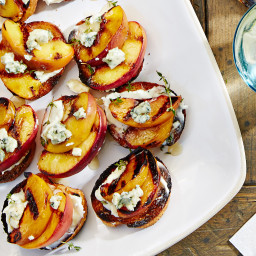 Peach and Blue Cheese Bruschetta Drizzled with Honey