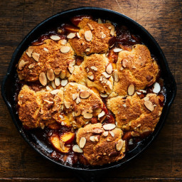 Peach and Bourbon Cobbler with Almond Spoon Cake
