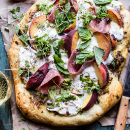 Peach and Burrata Pizza with Honey Balsamic.