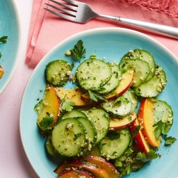 Peach and Cucumber Salad with Pepita Pesto