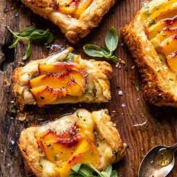 Peach Brie Pastry Tarts with Peppered Rosemary Honey