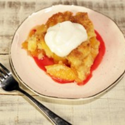 Peach Cobbler with Raspberry Coulis
