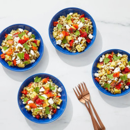 Peach & Feta Pasta Salad with Roasted Red Peppers & Mint