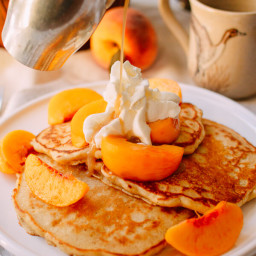 Peach Pancakes with Maple Cream Syrup