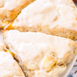 Peach Pie Scones with a Vanilla Glaze