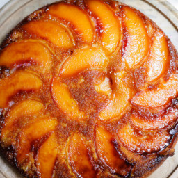 Peach Upside-Down Skillet Cake With Bourbon Whipped Cream