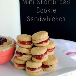 Peanut Butter and Jelly Mini Shortbread Cookie Sandwiches