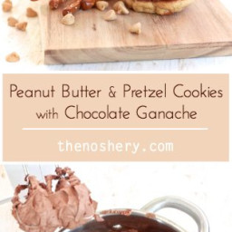 Peanut Butter and Pretzel Sandwich Cookies with Chocolate Ganache