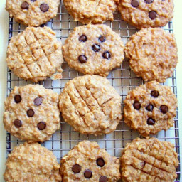 Peanut Butter Banana Oat Breakfast Cookies with Carob/Chocolate Chips