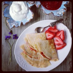 Peanut Butter Crepes with Strawberry Sauce