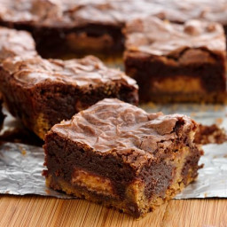 Peanut Butter Cup Cookie Dough Brownies