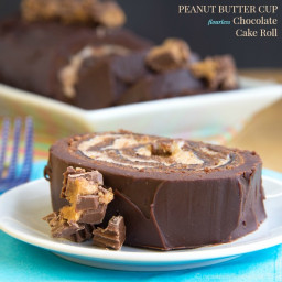 Peanut Butter Cup Flourless Chocolate Cake Roll